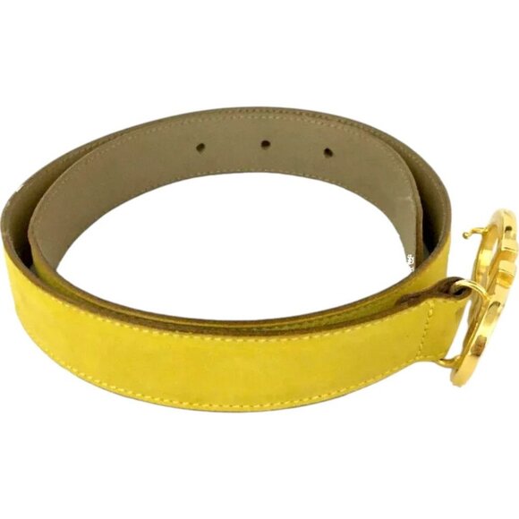 444152BA (S1) Salvatore Ferragamo Belt Gancini 70 cm Yellow Leather main image 7